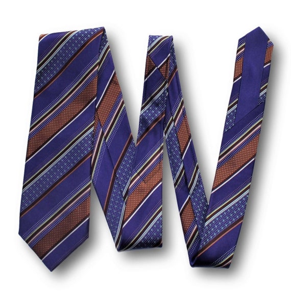 ITALO FERRETTI Italian Silk Tie Purple Copper Str… - image 1