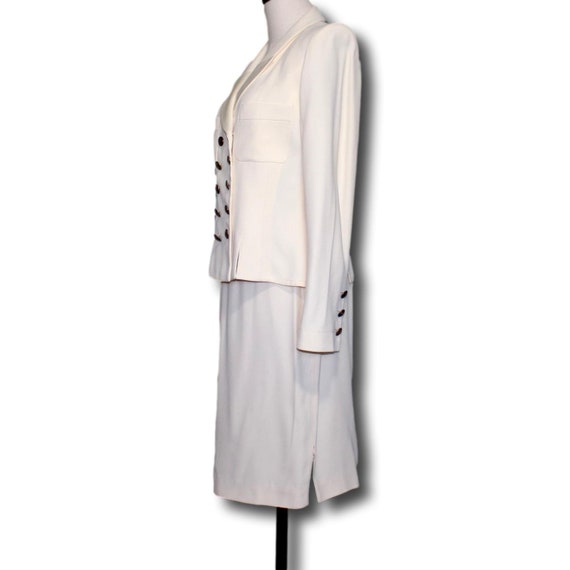 SONIA RYKIEL 1980s Ivory Skirt Suit Satin-Backed … - image 5