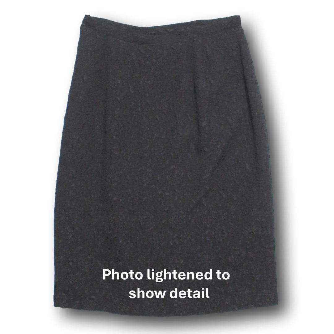 ADELE SIMPSON Vtg 1980s Black Textured 100% Silk Skirt Floral - Etsy