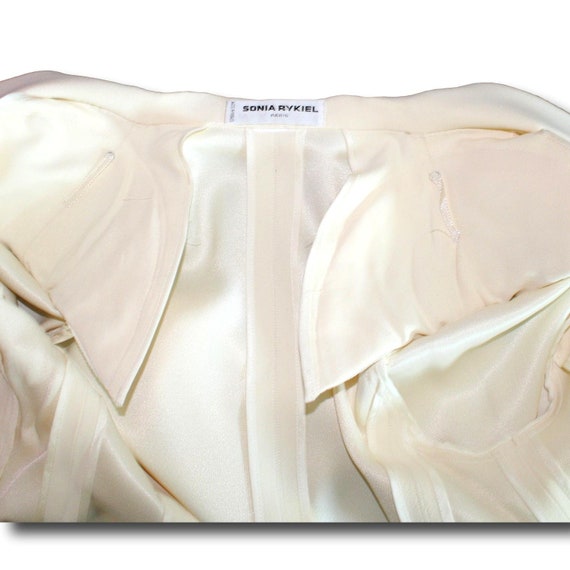 SONIA RYKIEL 1980s Ivory Skirt Suit Satin-Backed … - image 6