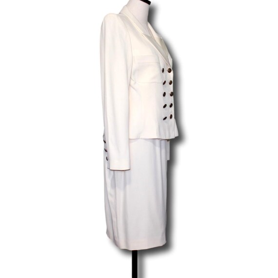 SONIA RYKIEL 1980s Ivory Skirt Suit Satin-Backed … - image 3