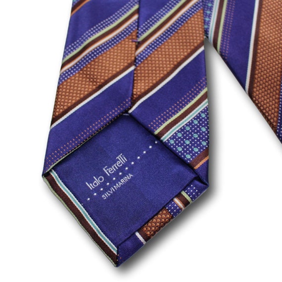 ITALO FERRETTI Italian Silk Tie Purple Copper Str… - image 3