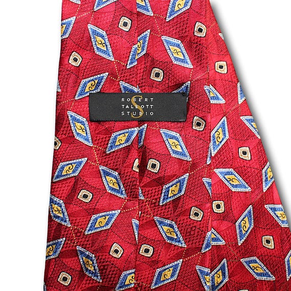 ROBERT TALBOTT Studio Silk Tie Red Geometric 60 x… - image 3