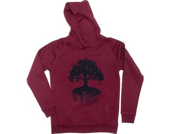 FARBSPECHT BIO unisex Hoodie Pullover L dunkelrot dunkelblau BAUM