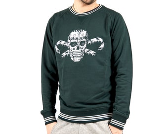 FARBSPECHT Bio Sweatshirt Pullover L grün TOTENKOPF