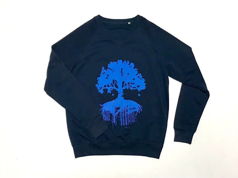 FARBSPECHT Bio unisex Sweatshirt Pullover XL dunkelblau blau BAUM Bild 1