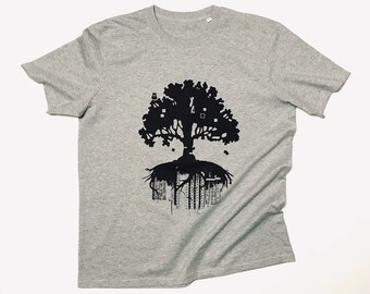 FARBSPECHT BIO Shirt unisex XL grey mottled black tree