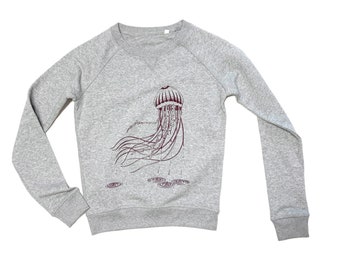 FARBSPECHT Fairwear Organic Sweatshirt Sweater XXS grey red JELLYFISH