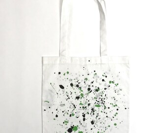 FARBSPECHT cotton bag bag white black green silver GESPRENKELT