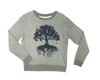 FARBSPECHT Fairwear Organic Sweatshirt Sweater M grey petrol BAUM