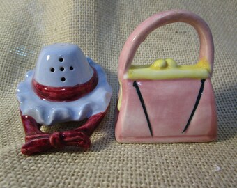 Colorful Hat and Purse Salt and Pepper Salt and Pepper Shaker Set