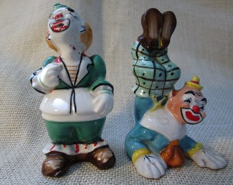 1970s Vintage Enesco Imports Japan Clown Salt and Pepper Shakers Salty /& Peppy the Clowns Collectable Shakers