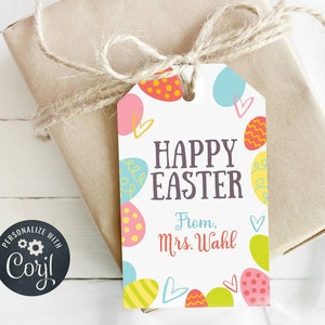 Happy Easter Gift Tag, Cute Easter Egg Gift Tag, Easter Basket Idea ...