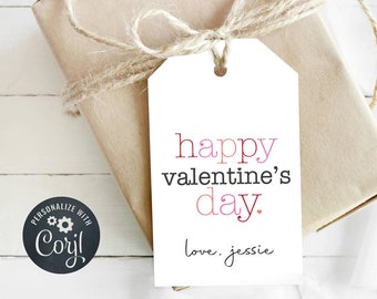 Valentine's Day Gift Tag, Simple, Clean, Modern Valentine's Day Design, Generic Tag, Editable, Instant Download, Personalize with Corjl
