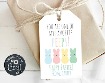 You are one of my Favorite Peeps! Easter Gift Tag, Bunny Peep Tag, School Treat, Editable, Instant Download, Personalize with Corjl