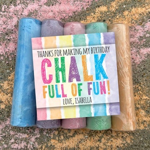 Sidewalk Chalk Birthday Tag, Chalk Full of Fun! Birthday Party Favor, Boy or Girl Summer Birthday Favor Tag, Personalize with Corjl