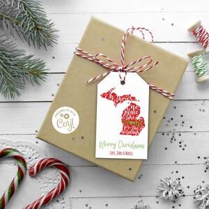 Michigan Christmas Gift Tag, Oh There's No Place Like Home For the Holidays, Editable, Digital Tag Template, Personalize with Corjl