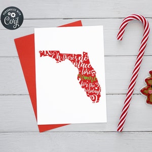 Florida Weihnachtskarte, Oh There es No Place Like Home For the Holidays, Editierbar, Digitale Grußkarte Vorlage, personalisiert mit Corjl