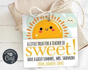 A Little Treat from Someone So Sweet! Teacher Thank You Gift Tag, Tumbler Tag, End of School Teacher Appreciation Gift, Customize with Corjl
