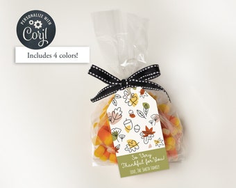 Hello Fall Gift Tag, Editable Autumn Party Favor, Treat Bag Tag, Fall Leaves, Editable, Instant Download, Personalize with Corjl