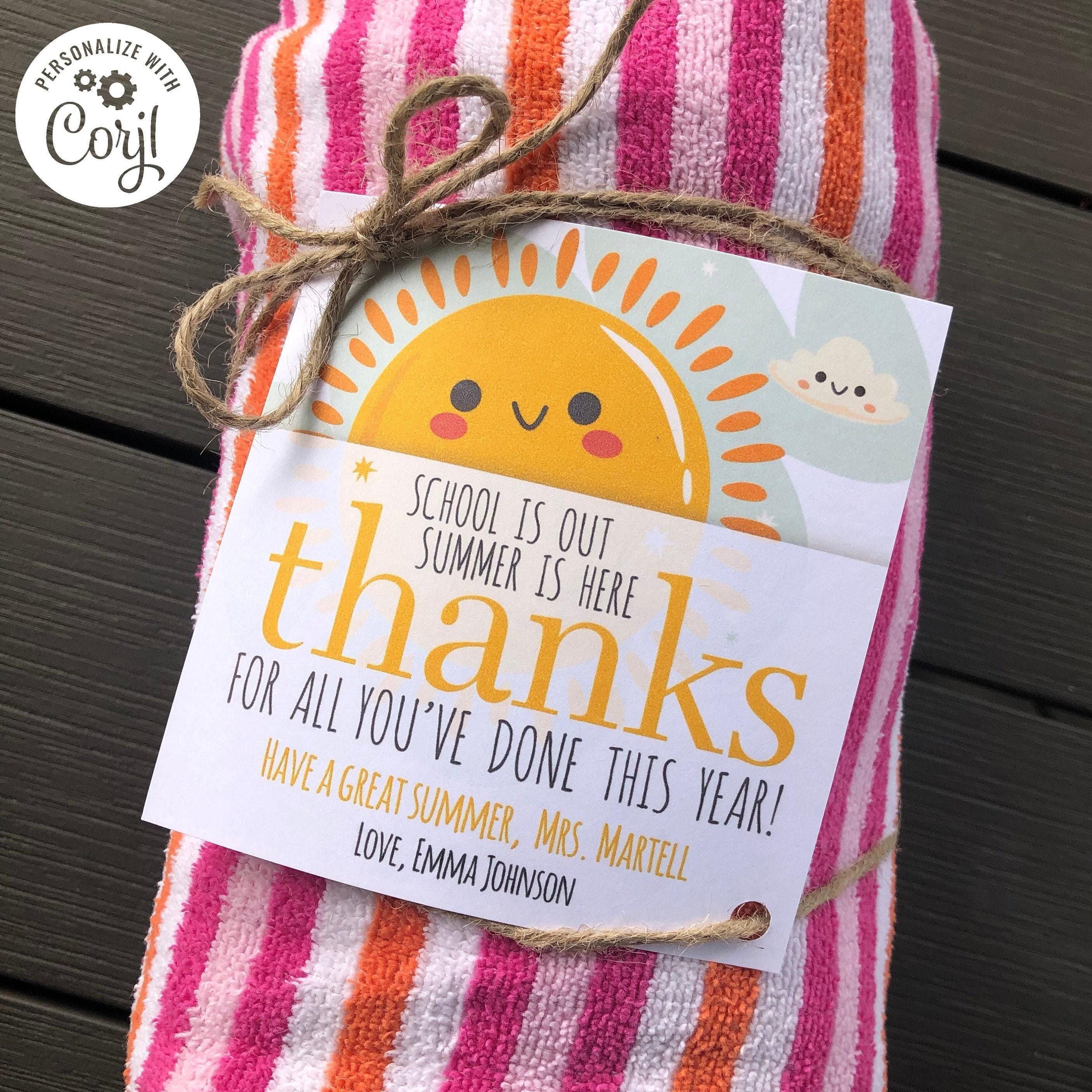 Teacher Thank You Gift Tag, School is Out Summer is Here, Beach Towel ...