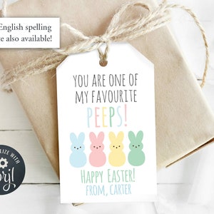 You are one of my Favorite Peeps Easter Gift Tag, Bunny Peep Tag, School Treat, Editable, Instant Download, Personalize with Corjl image 3