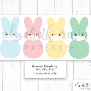 Easter Peeps Graphic, 4 Peeps with Masks, Easter Bunny Peeps Digital Image, SVG, JPG, Vector
