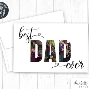 Melhor cartão de pai de todos os tempos, cartão de colagem de fotos editável, cartão personalizado para o dia dos pais, cartão com foto de pai, download instantâneo, personalizar com Corjl