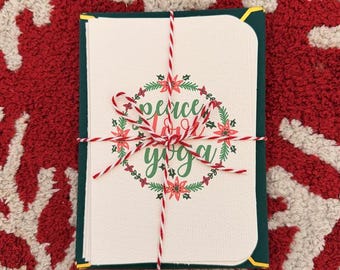 Yoga Holiday Cards - 6 Card Bundle - Yoga Christmas Card - Peace Love Yoga - Namaste - Gift for Yoga Teacher - Yoga Studio Christmas Card