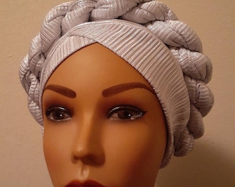 Fashionable Pleated Turban Headcap. New Ready to wear Hijab Head Cap, One Size Fits All.