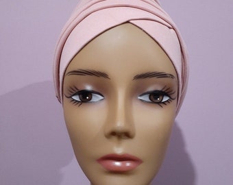 New Elegant Pleated Spandex Turban Head cap. New Ready to wear Hijab Head Cap, One Size Fits All.