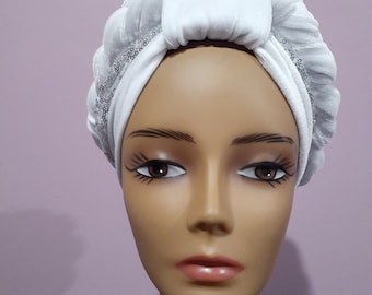 New Elegant Twisted Velvet Sequin Turban Head Cap. New Ready to wear Hijab Head Cap, One Size Fits All.
