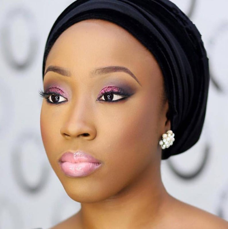 Elegant Black Ladies Extra Long Velvet Turban Head Wraps, Hijab Head Scarf, One Size Fit All image 4