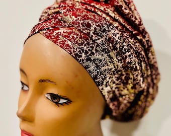 Nigerian Pre Styled Party Head Wrap, Damask Turban For Wedding, Church, Birthday. Ready to Wear Auto Gele, Head wrap.