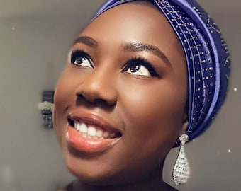 Luxury Embellished Wear N Go Turban Cap. One size fits all.