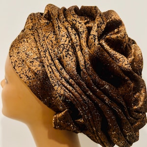 Foulard de fête nigérian pré-coiffé, turban damassé pour mariage, église, anniversaire. Prêt-à-porter Auto Gele, Bandeau pour la tête.