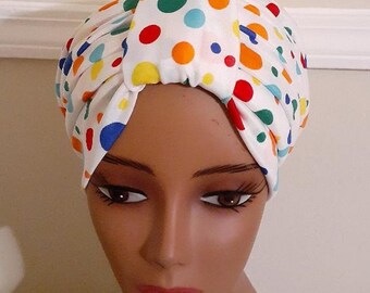 NEW Multicolor Polka Dots, Stylish Interlock Turban.