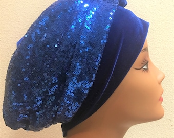 New Velvet Turban Head Cap with sequin, Ready to wear Hijab Head Cap, One Size Fits All.