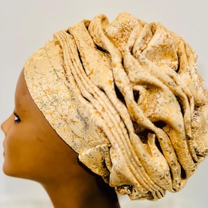 Damask Ready to Wear Head Tie, Turban, Auto Gele, Women Nigerian, Turban Ladies Hat.