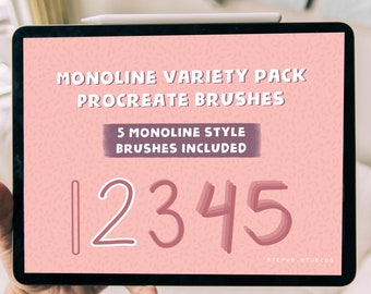 MONOLINE PROCREATE BRUSH Bundle - Brosse monoline - Brosse à ombre monoline - procréer pour les brosses iPad - les pinceaux de lettrage procréent