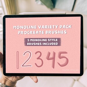 MONOLINE PROCREATE BRUSH Bundle - Monoline outline brush - Monoline shadow brush - procreate for iPad brushes - lettering brushes procreate