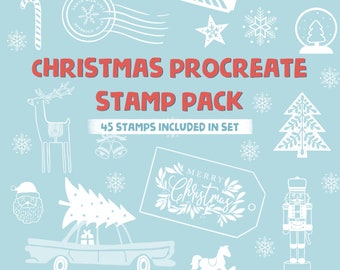 CHRISTMAS PROCREATE STAMP set 45 stamps - Christmas stamps - instant download - procreate brush - procreate stamp brush