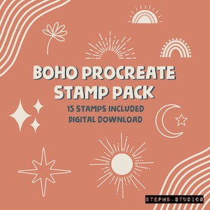 BOHO PROCREATE STAMP set 15 stamps - instant download - procreate brush - procreate stamp brush