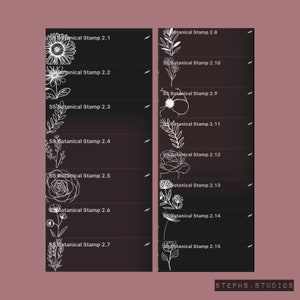 BOTANICAL PROCREATE STAMP Set Vol 2 - 15 Stamps - Flower Stamps ...