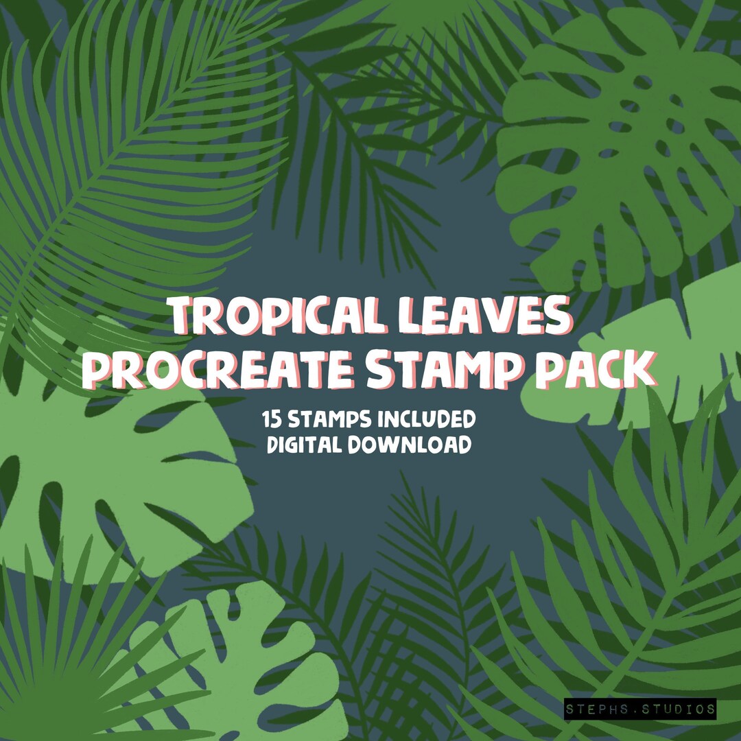 TROPICAL LEAVES PROCREATE Stamp Set 15 Stamps - Plant Stamps - Instant ...