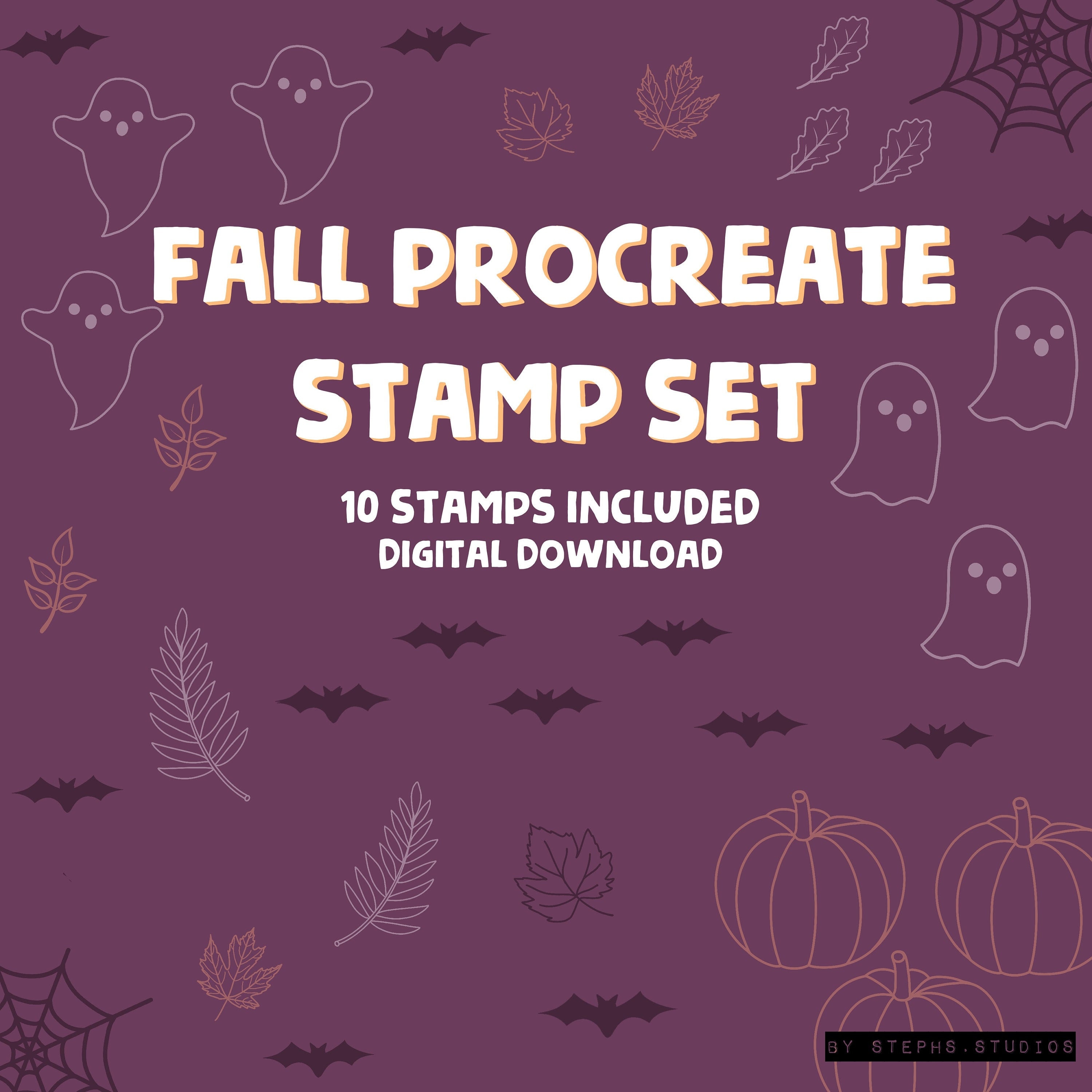 Fall PROCREATE STAMP SET 10 Stamps - Instant Download - Procreate Brush ...