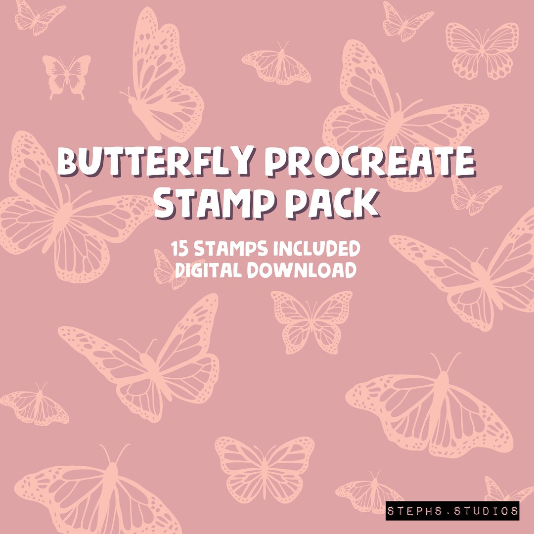 BUTTERFLY PROCREATE STAMP Set 15 Stamps Butterfly Stamps Etsy