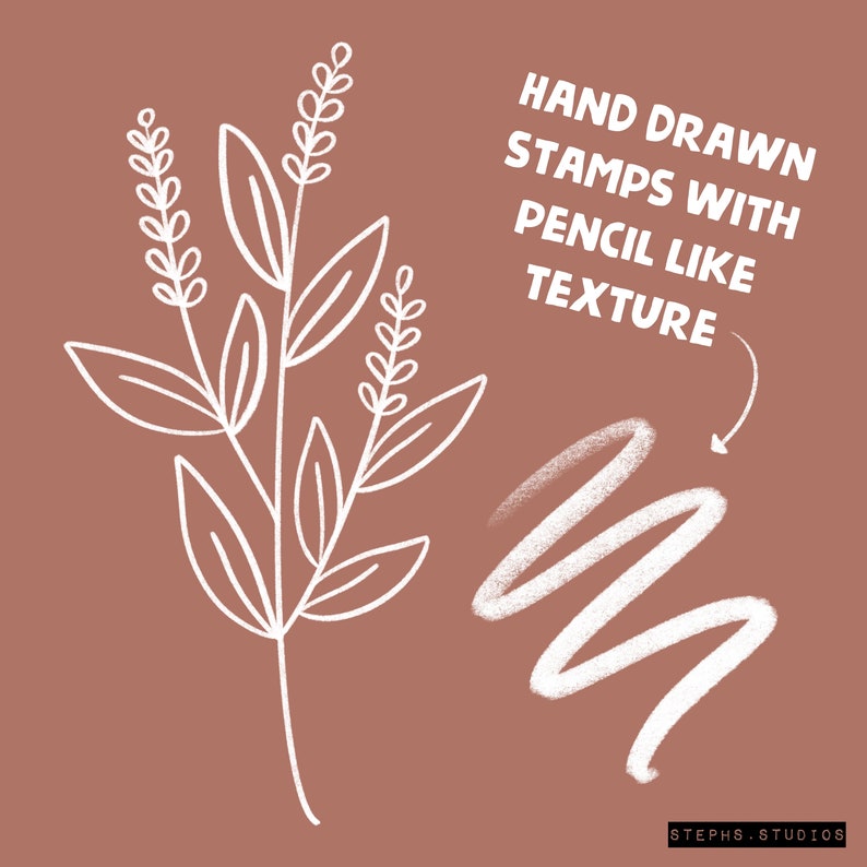 BOTANICAL PROCREATE STAMP Set 15 Stamps Flower Stamps Etsy