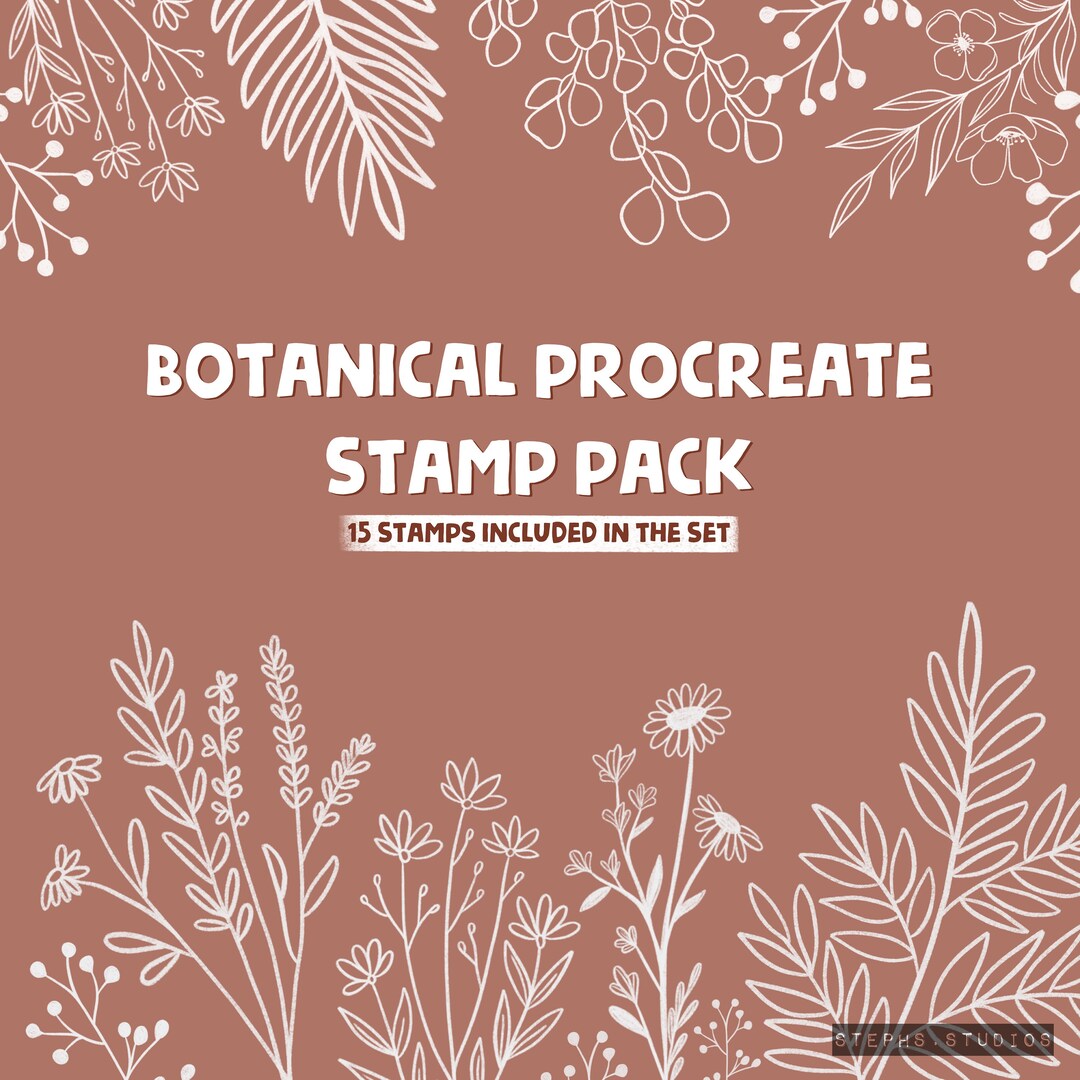 BOTANICAL PROCREATE STAMP Set 15 Stamps - Flower Stamps - Instant ...