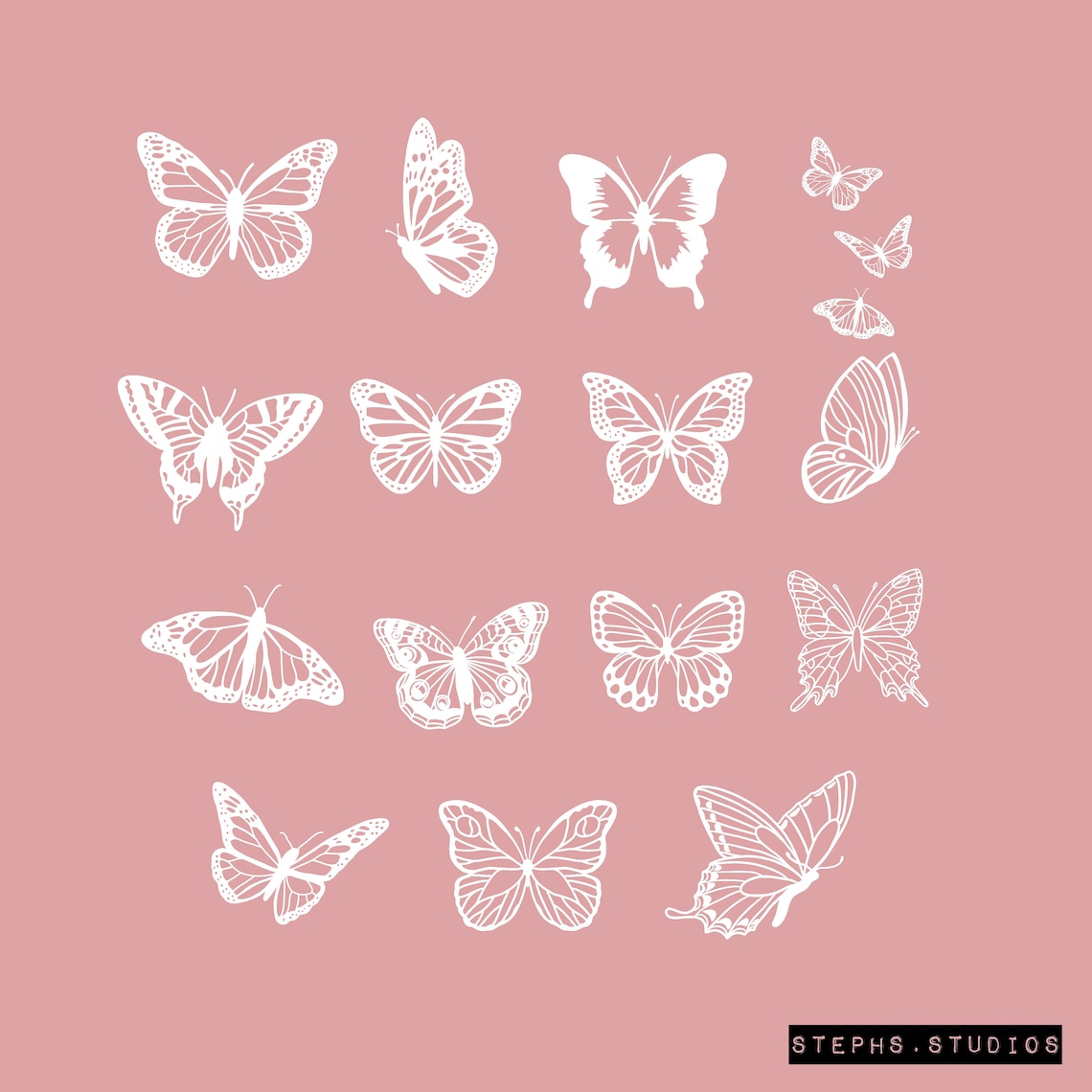 BUTTERFLY PROCREATE STAMP Set 15 Stamps Butterfly Stamps Etsy